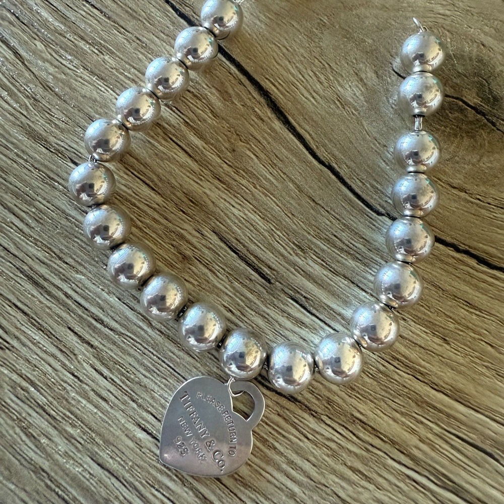 Tiffany Silver Heart Tag Bead bracelet